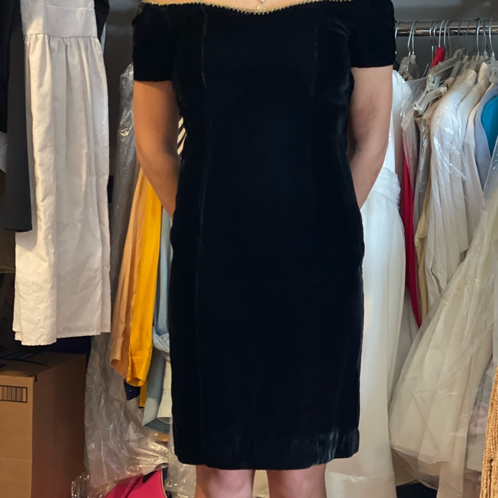 Black Velvet tailed semi formal Dress